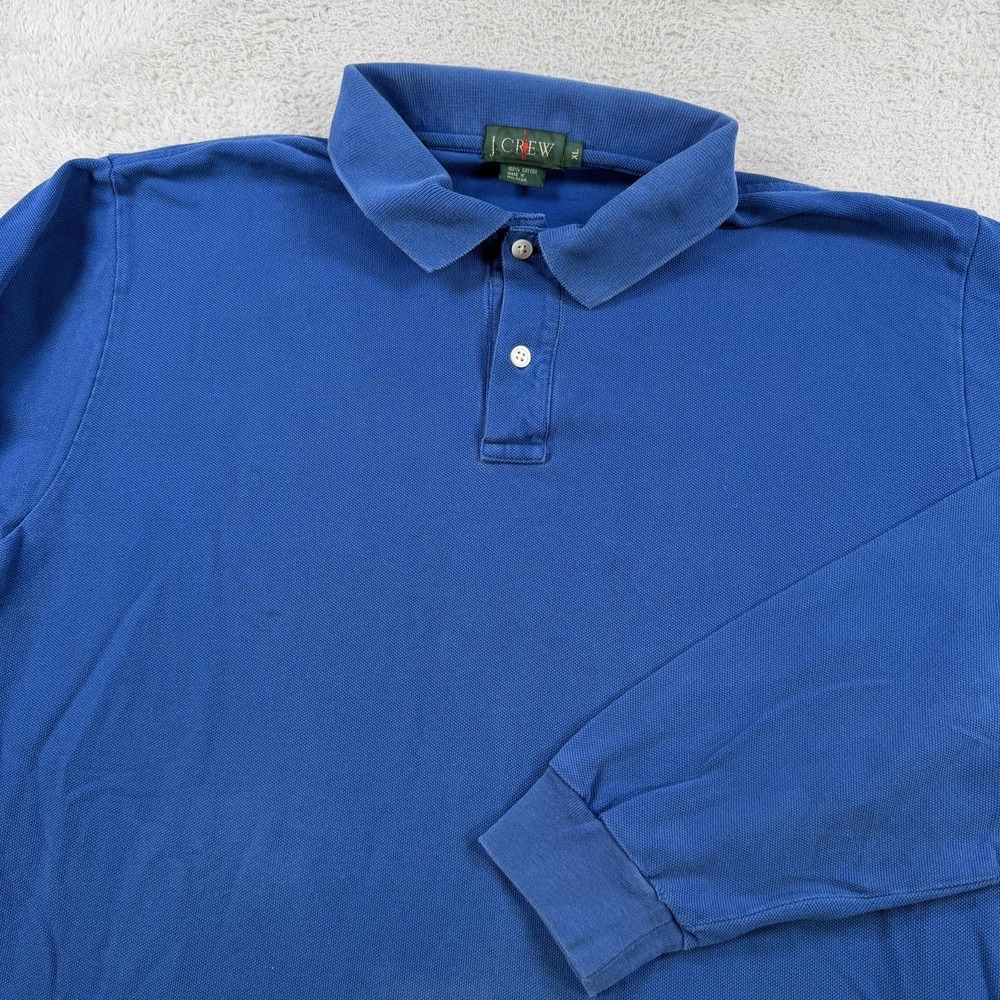 Vintage J Crew Shirt Mens XL Blue Oarsman Long Sleeve Polo Cotton Casual